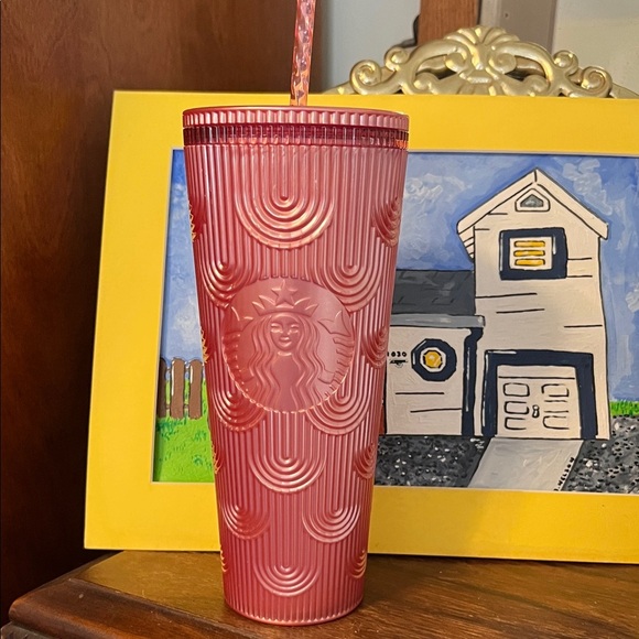 Starbucks Textured Pink Tumbler with Straw - Picture 2 of 5